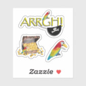 ARRGH! Pirate Parrot and Pirate Chest Sticker (Vel)