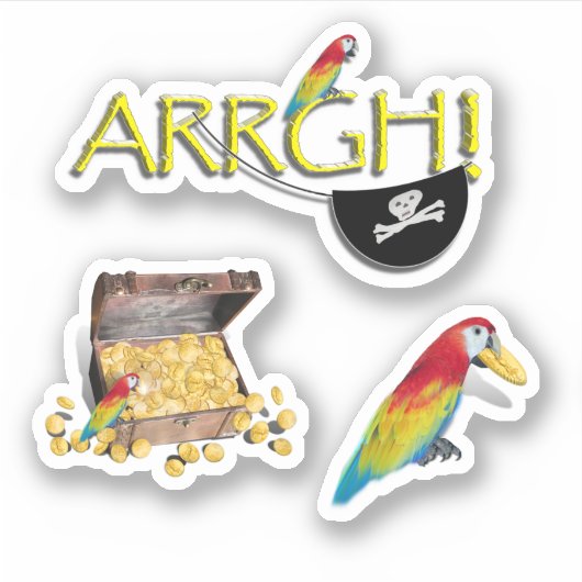 ARRGH! Pirate Parrot and Pirate Chest Sticker (Voorkant)