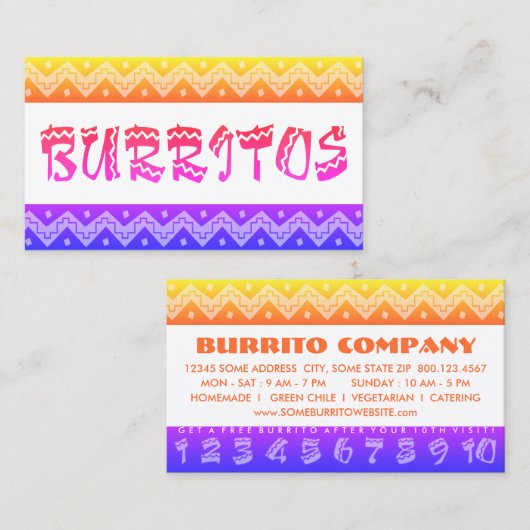 arriba burittos ( " loyalty punch " - kaart ) (Voorkant / Achterkant)