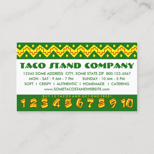 Arriba Taco's (Loyalty Punch Card) Klantenkaartje (Achterkant)