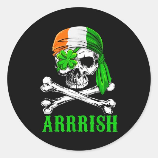 Arrish Irish Rate Skull St Patricks Day Clover Gif Ronde Sticker (Voorkant)