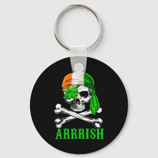 Arrish Irish Rate Skull St Patricks Day Clover Gif Sleutelhanger (Voorkant)