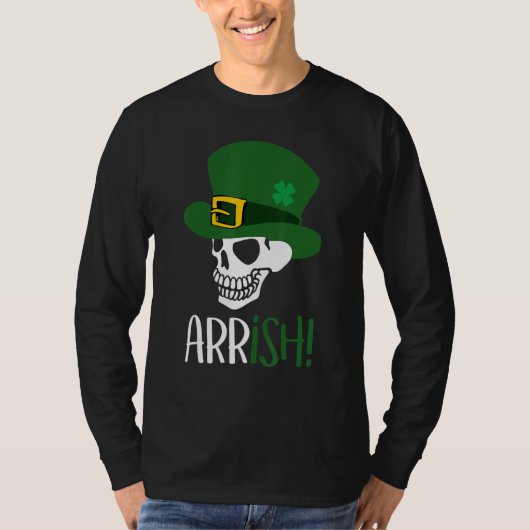 Arrish Pirate Skeleton Funny St Patrick's Day Holi T-shirt (Voorkant)