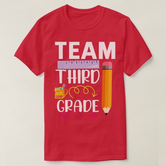 Arrnow regel potlood team derde klas student terug t-shirt (Design voorkant)