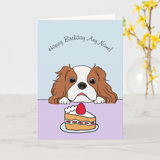 Arrogante Koning Charles Spaniel Birthday Card Kaart (Gele Bloem)
