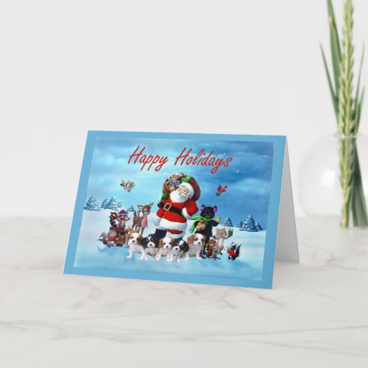 Arrogante Koning Charles Spaniel Christmas Santa Feestdagen Kaart (Voorkant)