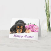 Arrogante Koning Charles Spaniel Easter Card Roses Feestdagen Kaart (Voorkant)