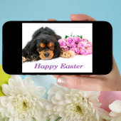 Arrogante Koning Charles Spaniel Easter Card Roses Feestdagen Kaart