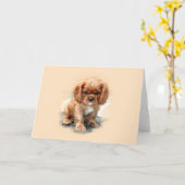 Arrogante Koning Charles Spaniel Kaart (Gele Bloem)