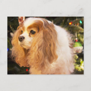 Arrogante Koning Charles Spaniel met Kerstboom Feestdagenkaart