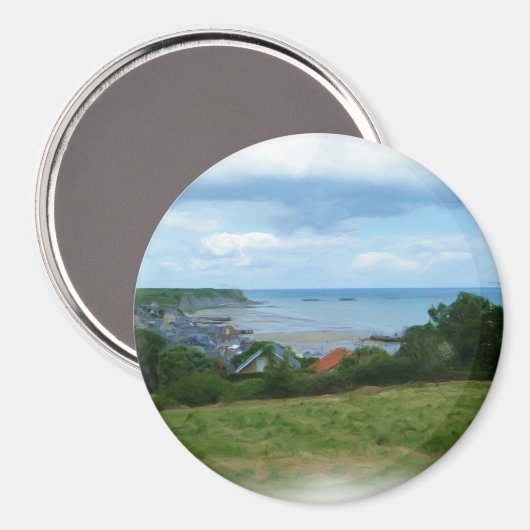 Arromanches-les-Bains olieverfschilderij Magneet (Voorkant / Achterkant)