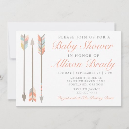 Arrow Baby shower Invitation Kaart (Voorkant)