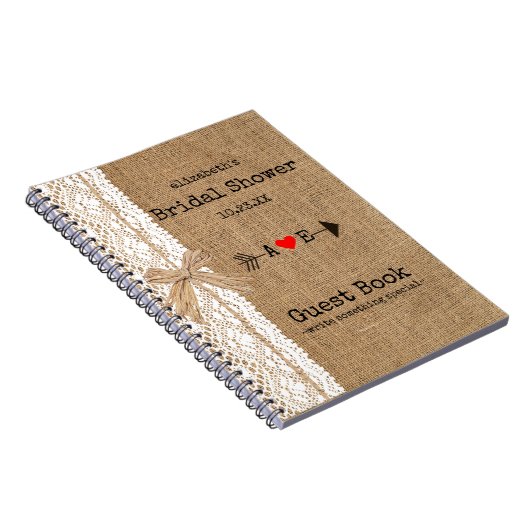 Arrow Burlap Afbeelding Vrijgezellenfeest Guest Bo Notitieboek (Rechterzijde)