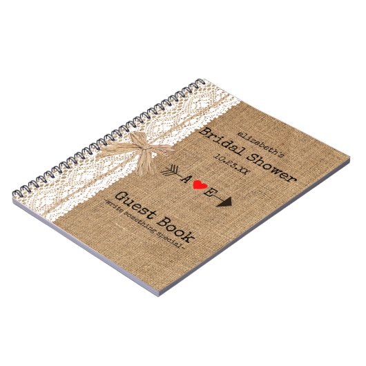 Arrow Burlap Afbeelding Vrijgezellenfeest Guest Bo Notitieboek (Linkerzijde)