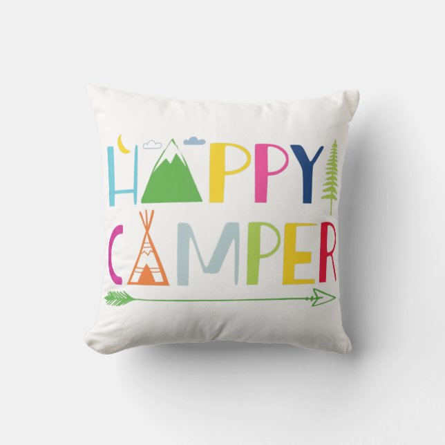 Arrow Camper Happy Summer Camp Camping Gift Mannen Kussen (Voorkant)