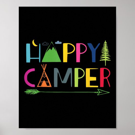 Arrow Camper Happy Summer Camp Camping Gift Mannen Poster (Voorkant)