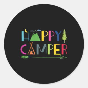 Arrow Camper Happy Summer Camp Camping Gift Mannen Ronde Sticker