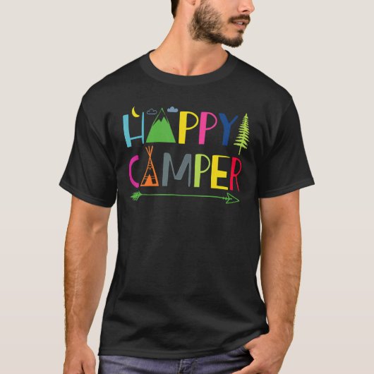 Arrow Camper Happy Summer Camp Camping Mannen Vrou T-shirt (Voorkant)