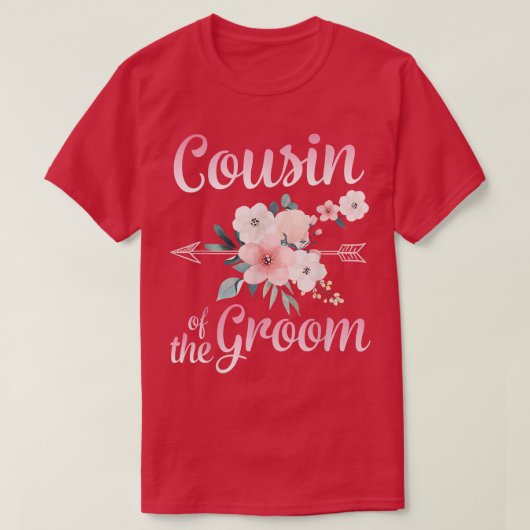 Arrow Flower Happy Cousin van de Groom Bride Husba T-shirt (Design voorkant)