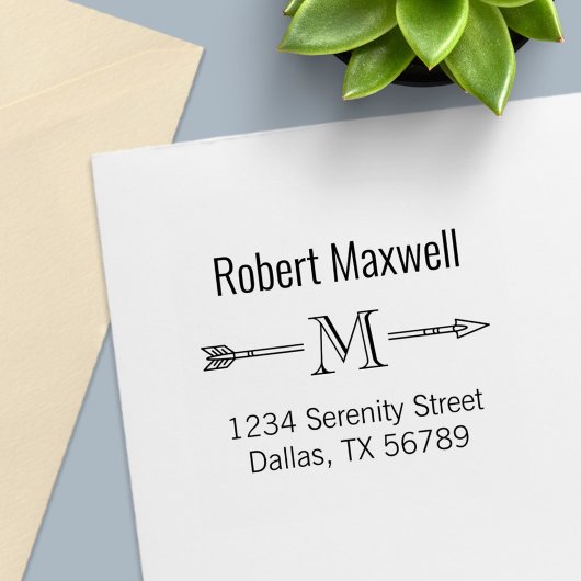 Arrow Monogram Initiaal Adres Zelfinktende Stempel