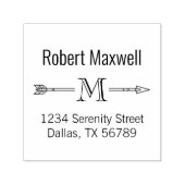 Arrow Monogram Initiaal Adres Zelfinktende Stempel (Design)