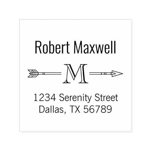 Arrow Monogram Initiaal Adres Zelfinktende Stempel (Design)