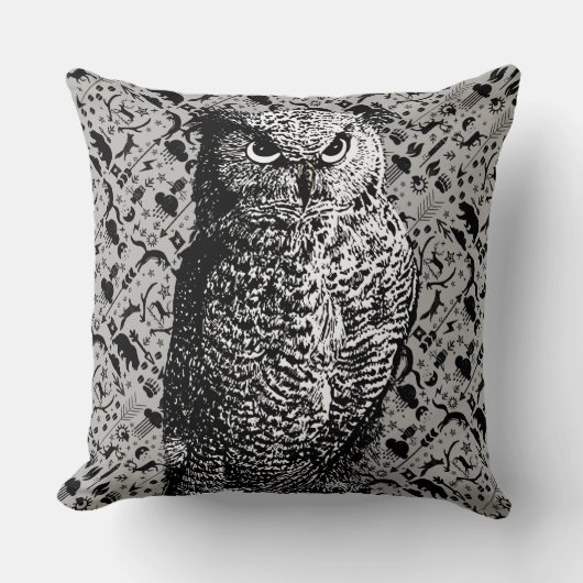 Arrow Pattern New Baby Boy Yellow Grey Owl Kussen (Voorkant)