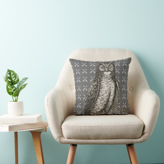 Arrow Pattern New Baby Boy's Room Grey Owl Kussen (Stoel)