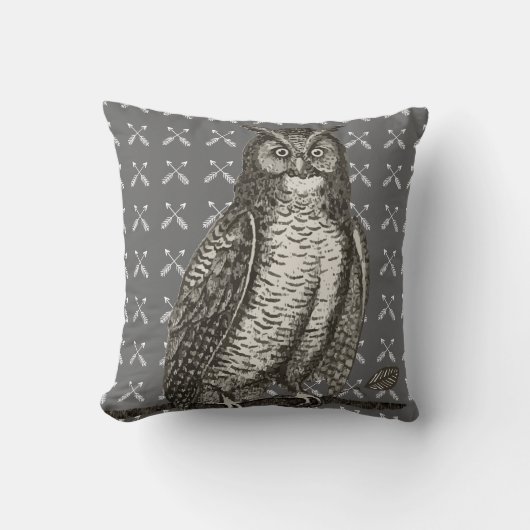 Arrow Pattern New Baby Boy's Room Grey Owl Kussen (Voorkant)
