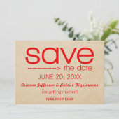 Arrow-Typografie Save the Date, Red Date (Staand voorkant)