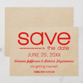 Arrow-Typografie Save the Date, Red Date (Voorkant / Achterkant)