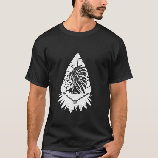 Arrowhead Hunter Indiaanse Indiaanse Chief India T-shirt (Voorkant)