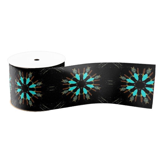 Arrowiad Feathers Pow-wow Pattern Thunder_Cove Grosgrain Lint (Spoel)