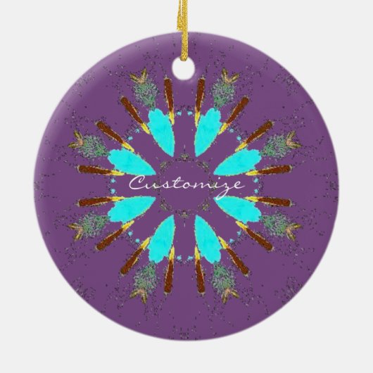 Arrowiad Feathers Pow-wow Pattern Thunder_Cove Keramisch Ornament (Achterkant)