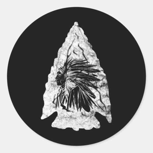 Arrowiad Hunter Indiaas Chief Relic Hunting Native Ronde Sticker (Voorkant)