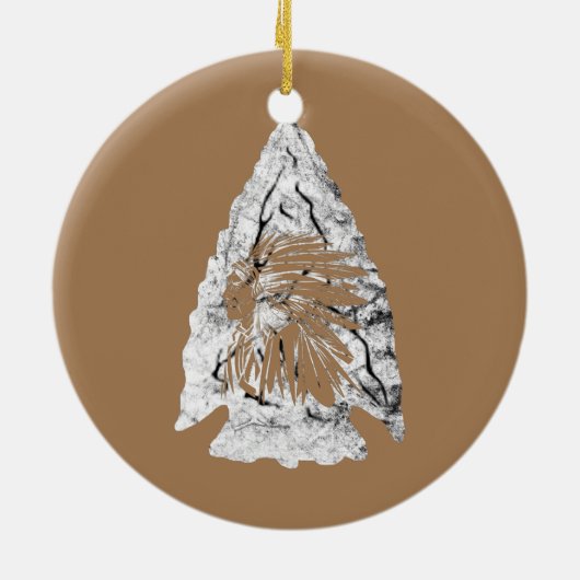 Arrowiad Hunter Indian Chief Relic Hunting Keramisch Ornament (Achterkant)