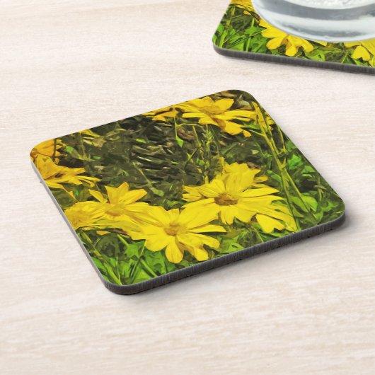 Arrowleaf Balsamroot Bloeit Abstract indrukken Drankjes Onderzetter (Linkerzijde)
