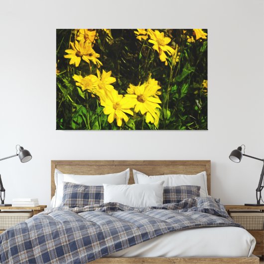 Arrowleaf Balsamroot Yellow Wildflower Abstract Canvas Afdruk (Insitu (Slaapkamer))