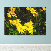 Arrowleaf Balsamroot Yellow Wildflower Abstract Canvas Afdruk (Insitu (Houten vloer))