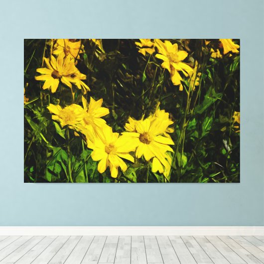 Arrowleaf Balsamroot Yellow Wildflower Abstract Canvas Afdruk (Insitu (Houten vloer))