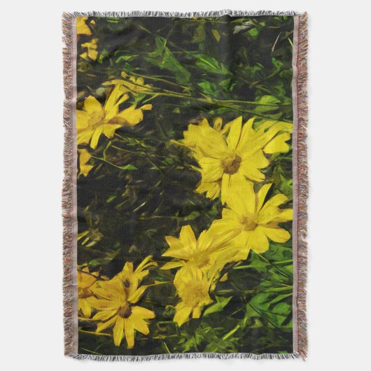 Arrowleaf Balsamroot Yellow Wildflower Abstract Deken (Voorkant Verticaal)