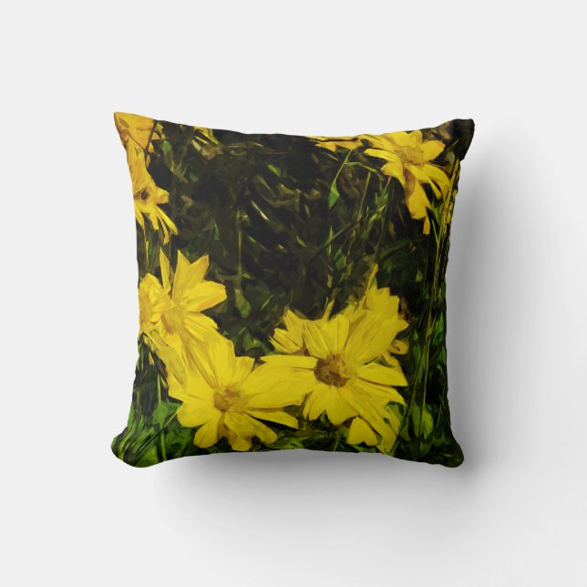 Arrowleaf Balsamroot Yellow Wildflower Abstract Kussen (Voorkant)