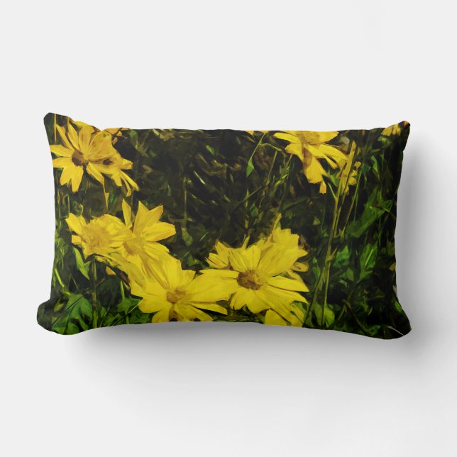 Arrowleaf Balsamroot Yellow Wildflower Abstract Kussen (Voorkant)