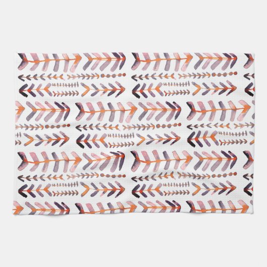 Arrowroot Geometrische Waterverf Patroon Roze Paar Theedoek (Horizontaal)