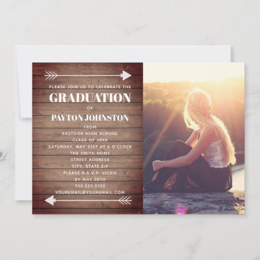 Arrows Afstuderen foto rustieke houten plank Kaart (Voorkant)