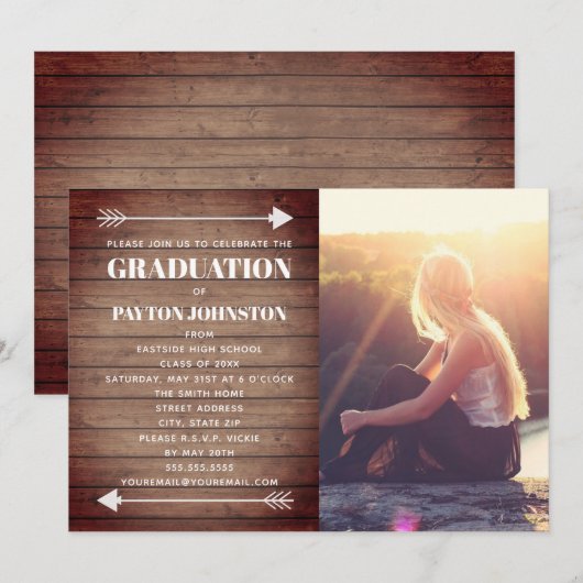 Arrows Afstuderen foto rustieke houten plank Kaart (Voorkant / Achterkant)