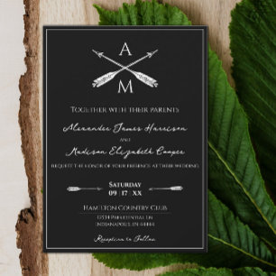 Arrows and Monogramding Wedding Invitation Kaart