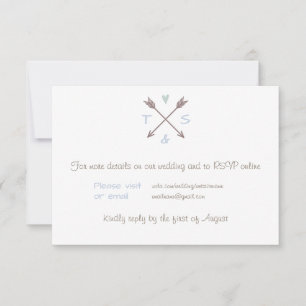 Arrows Blue Heart - Trouwdag Details RSVP Kaartje