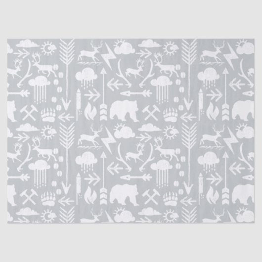 Arrows Deer Beren and Clouds Pattern Tissuepapier (Voorkant)