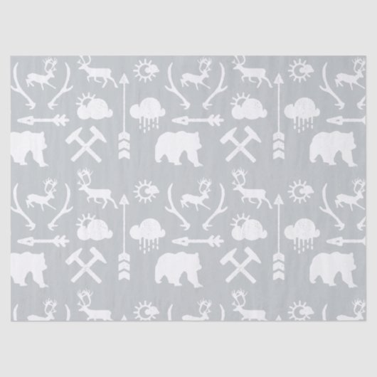 Arrows Deer Beren and Clouds Pattern Tissuepapier (Voorkant)